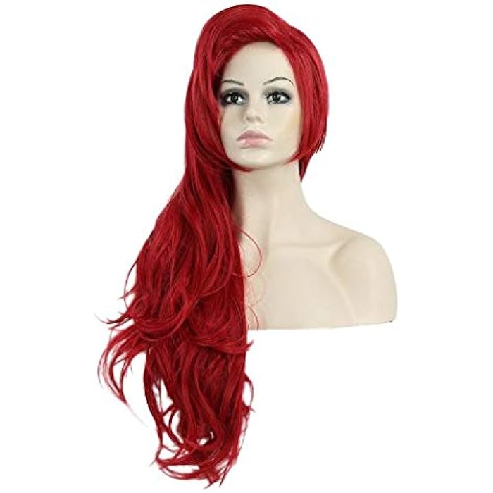 DILLARDS Fashion Red Wavy Ariel Princess Anime Cosplay Wigs - Image 3